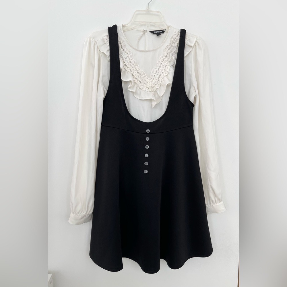 Allegra K Black A-line Dress with Buttons, size Small